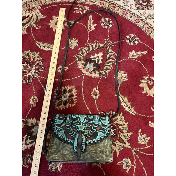 Patricia Nash Handbags - PATRICIA NASH SAVINI TOOLED BOHO COWGIRL TURQUOISE LEATHER BAG PURSE